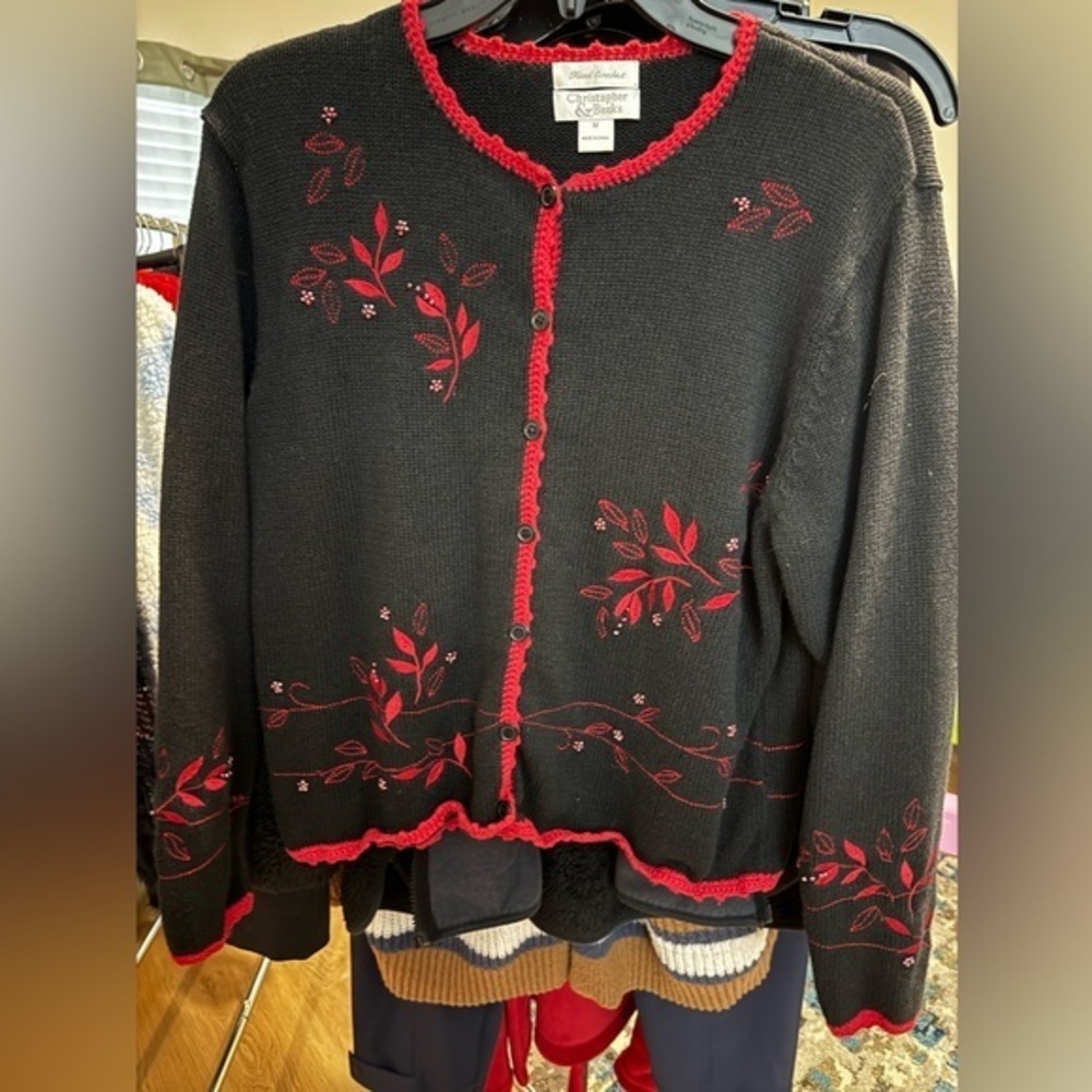 Vintage Christopher & Banks hand crochet cardigan size M